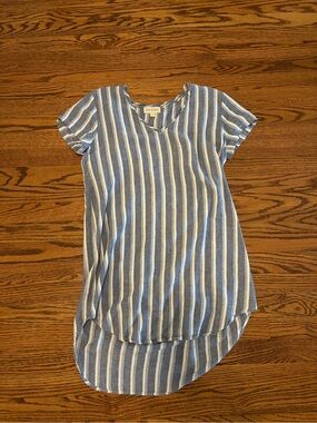 cloth & stone Blue and White Striped Short Sleeve Tunic
